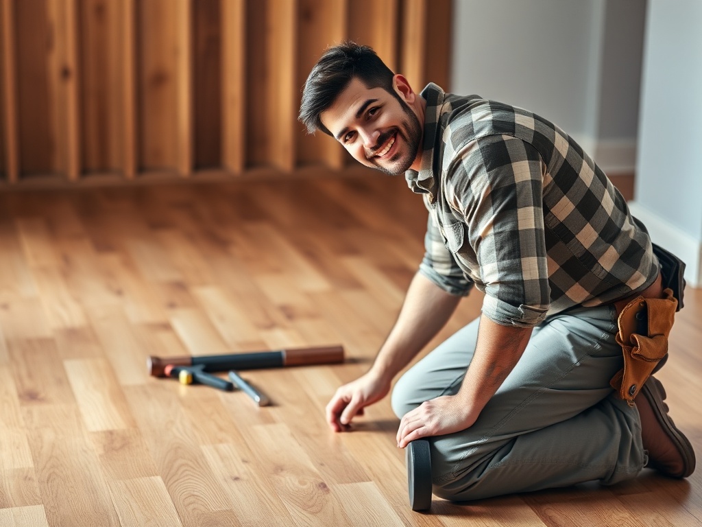 Fort Worth hardwood flooring craftsman at work